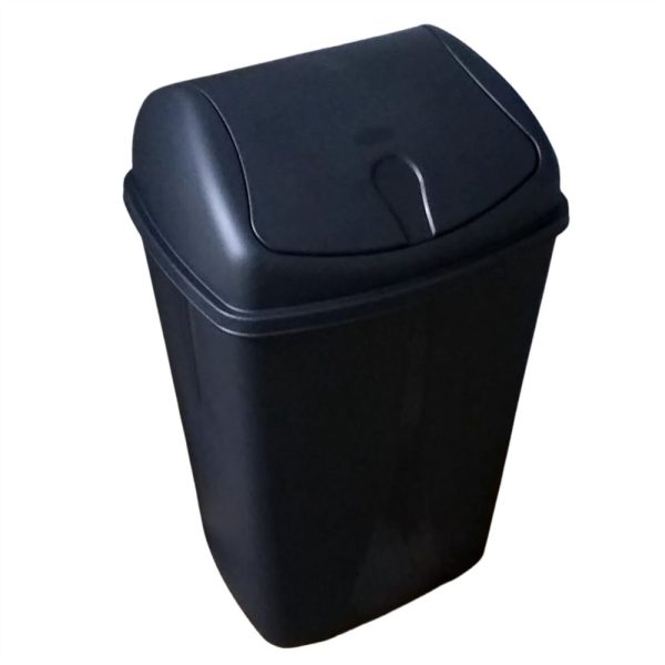 פח אשפה מכסה שובך -שחור/אפור- 50 ליטר