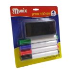 טוש  ללוח מחיק 4 יחידות + ספוג