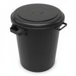 פח אשפה 60 ליטר שחור + מכסה מחובר