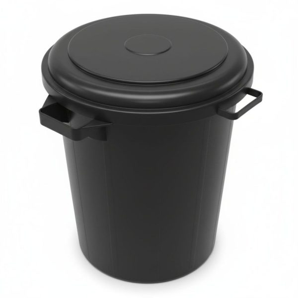 פח אשפה 60 ליטר שחור + מכסה מחובר
