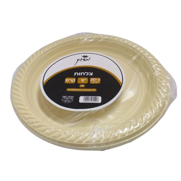 צלחת גדולה צבעונית 20 יחידות בצבע קרם